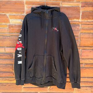 Nike Air Jordan Full Zip Hoodie Jacket, Men's Sz XL, Black Graphic Logo #23